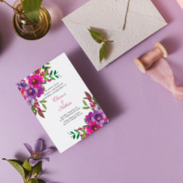 Chic Colorful Watercolor Blume Sommerhochzeit Einladung