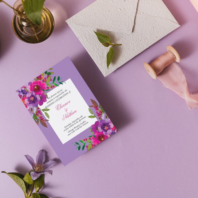 Chic Colorful Watercolor Blume Sommerhochzeit Einladung (Von Creator hochgeladen)