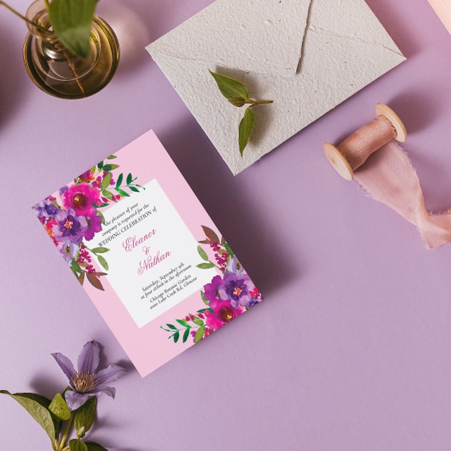 Chic Colorful Watercolor Blume Sommerhochzeit Einladung (Von Creator hochgeladen)