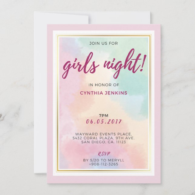 Chic Colorfull Junggeselinnen-Abschied Einladung (Vorderseite)