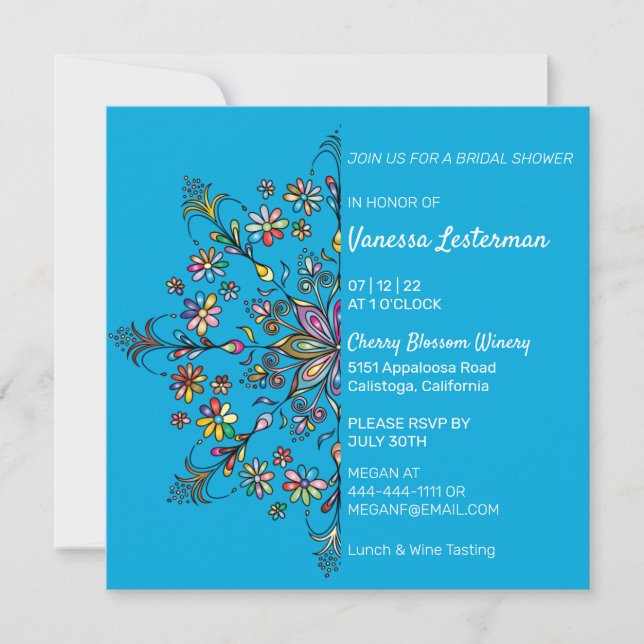 Chic Colors Mandala Bridal Dusche Einladung (Vorderseite)