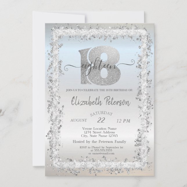 Chic Confetti Frame 18. Geburtstagsparty Einladung (Vorderseite)