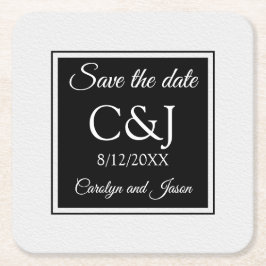 Chic Contemporary Mit Monogramm Save the Date Rechteckiger Pappuntersetzer