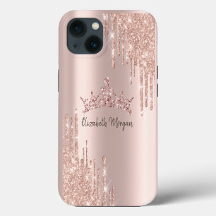 Chic Cool Glitter Krone Drop Roségold iPhone 13 Hülle