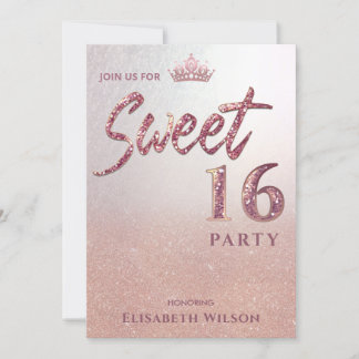 Chic Coole Typografie Rose gold tiara süß 16 Einladung
