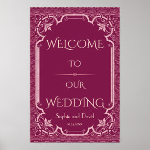 Chic Cooper Rose Great Gatsby Hochzeits-Willkommen Poster