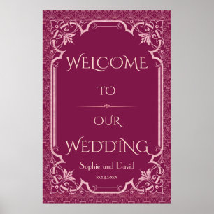 Chic Cooper Rose Great Gatsby Wedding Willkommensz Poster