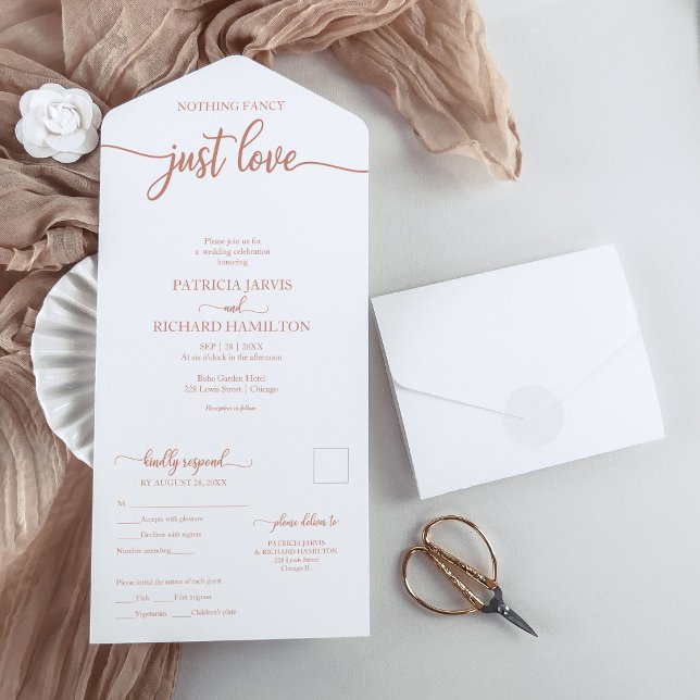 Chic Copper Calligrafy Lässig Wedding All In One Einladung (Von Creator hochgeladen)