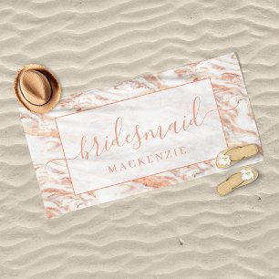 Chic Copper Marmor Rose Gold Bridesmaid Strandtuch