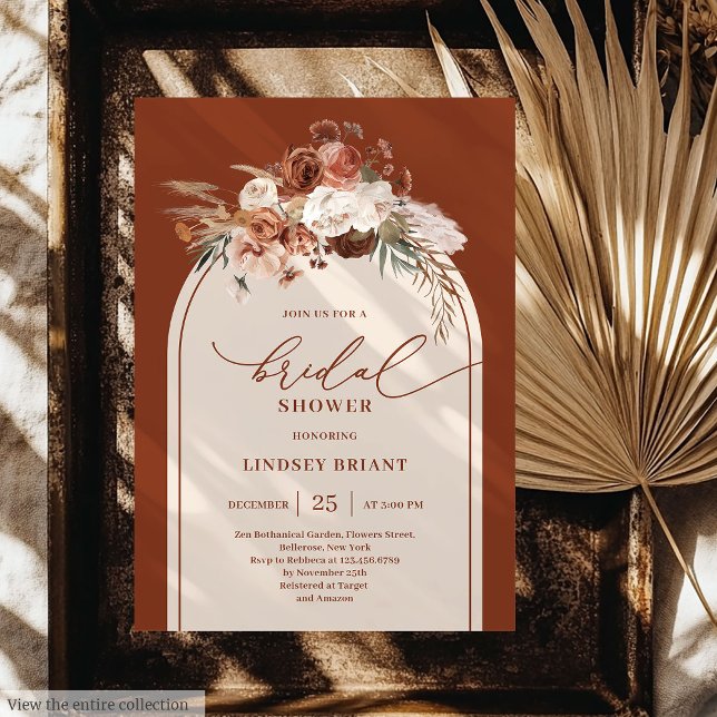 Chic Copper Pampas Grass Boho Brautparty Einladung (Chic Copper Pampas Grass Boho Bridal Shower Invite)