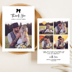 Chic Coquette Bow mit Foto Hochzeit Dankeskarte