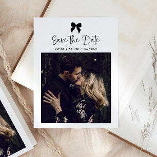Chic Coquette Bow Multi Foto Grid   Save The Date Ankündigungspostkarte