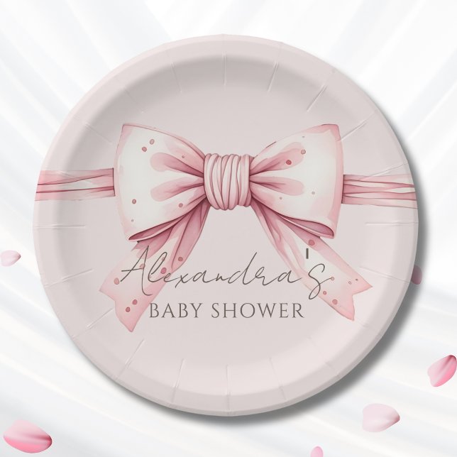 Chic Coquette Pink Bow Baby Dusche Pappteller (Von Creator hochgeladen)