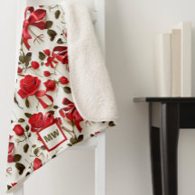 Chic Coquette rote Rosen und Bogen Monogramm