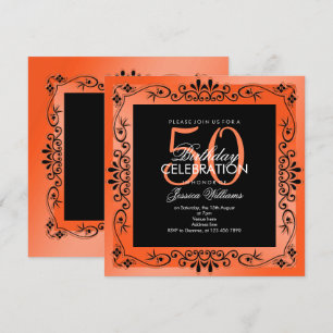 Chic Coral Decorative Gerahmt 50. Geburtstag Einladung