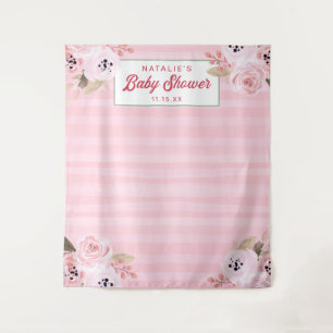 Chic Coral Pink Floral Fotografie Hintergrund Wandteppich