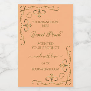 Chic Coral Rose Product Labels Gold Verziert Corne Lebensmitteletikett
