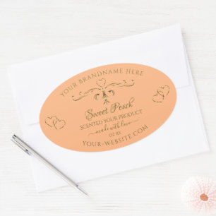 Chic Coral Rose Product Labels Gold Verziert Heart Ovaler Aufkleber