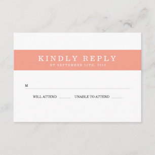 Chic Coral Stripes Wedding RSVP Karte