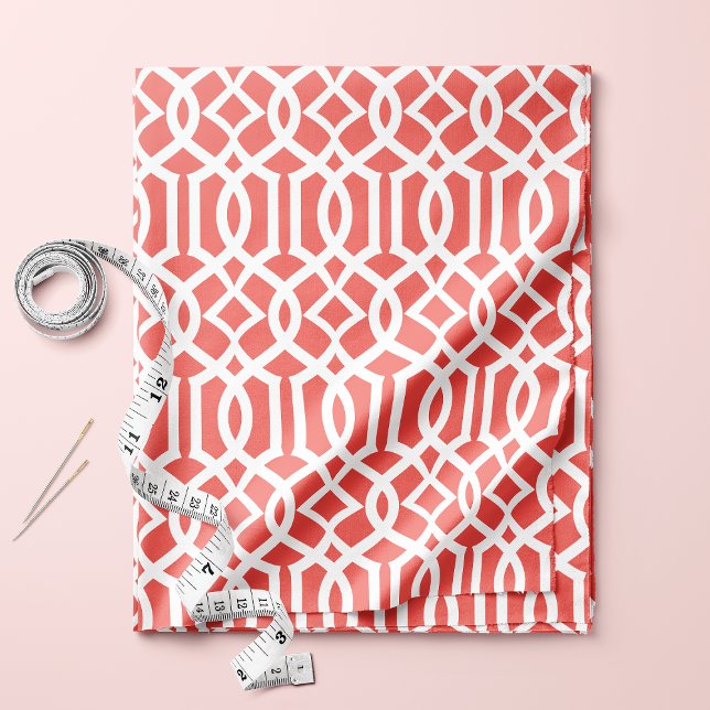 Chic Coral Trellis Lattice Muster Stoff (Von Creator hochgeladen)