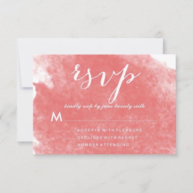 CHIC CORAL WATERCOLOR WEDD RSVP CARDS (Vorderseite)