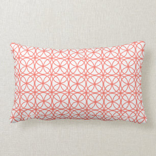 Chic Coral White Circle Geometric Muster Lendenkissen