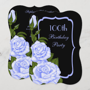 Chic Corner Blue Rose 100. Geburtstag Einladung