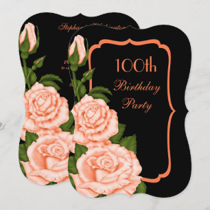 Chic Corner Coral Rose 100. Geburtstag Einladung