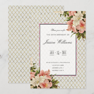 Chic Corner Lilien & Gold Diamanten 25. Geburtstag Einladung