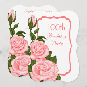 Chic Corner Rote Rosen 100. Geburtstag Einladung