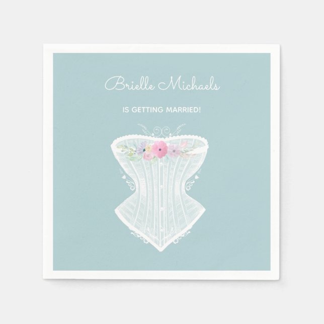 Chic Corset Floral Personal Lingerie Brautparty Serviette (Vorderseite)