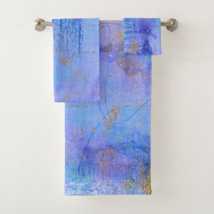Chic Cosmic Blue und Gold Badhandtuch Set