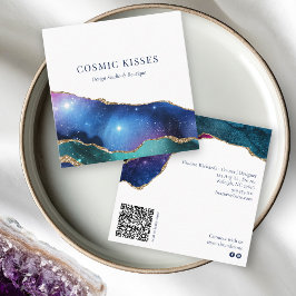 Chic Cosmic Stars Galaxy Business QR Code Social Quadratische Visitenkarte