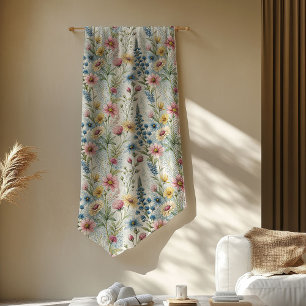 Chic Cosy Boho Pastel Pink Blau Wilde Blume Fleecedecke