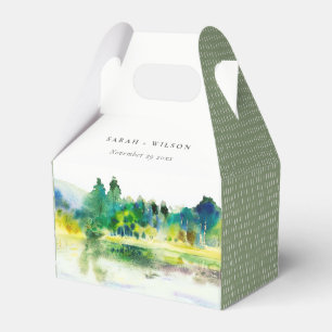 Chic Countryside Mountain River Landschaft Hochzei Geschenkschachtel
