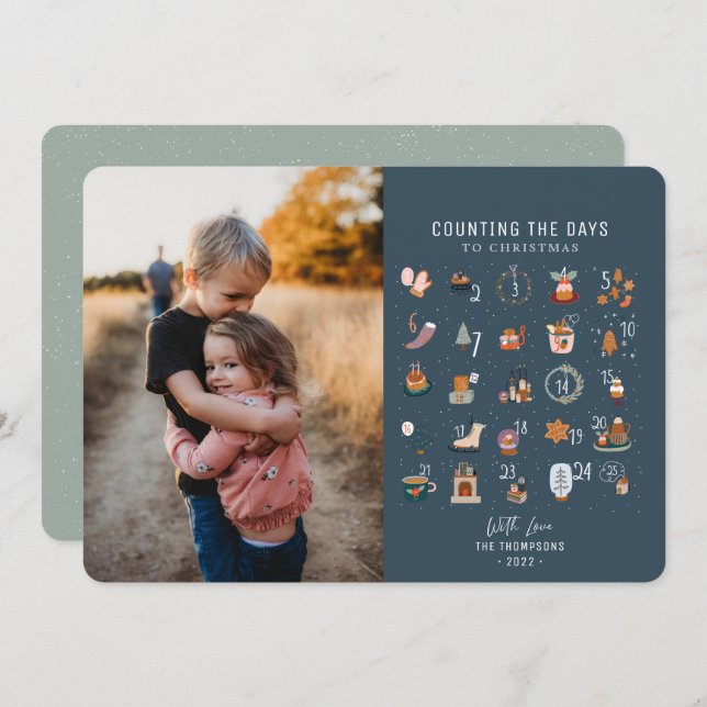 Chic Countys bis Weihnachten Dunkles Navy Foto (Vorne/Hinten)