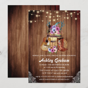 Chic Cowboy Boots Rustikales Western Brautparty Einladung