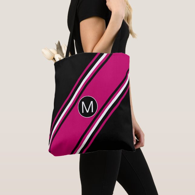 Chic cranberry pink schwarz-weiß Monogramm (Von Nahem)