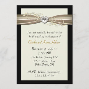 Chic Cream and Black Anniversary Einladung