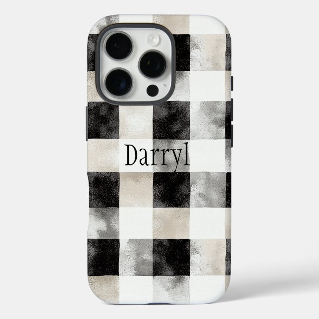 Chic Cream Black Kariert Christmas Case-Mate iPhone Hülle (Rückseite)
