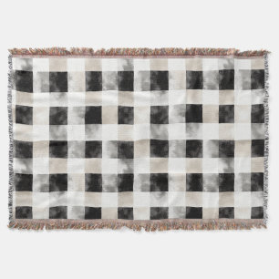 Chic Cream Black Kariert Christmas Decke
