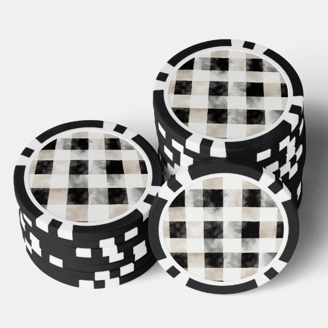 Chic Cream Black Kariert Christmas Pokerchips (Stapel)
