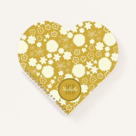 CHIC CREAM BLUME GOLD HÜBSCH FLORAL MONOGRAM NAME NOTIZBUCH