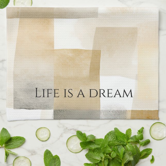 Chic Cream Brown Abstrakt Geschirrtuch (Gefaltet)