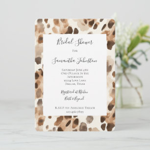 Chic Cream Brown Leopard Animal Brautparty Einladung