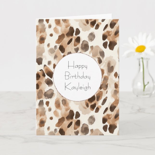 Chic Cream Brown Leopard Animal Print Birthday Karte (Kleine Pflanze)