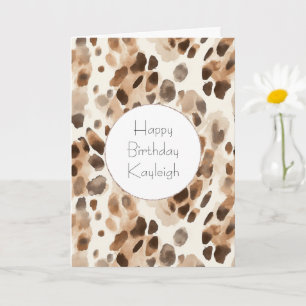 Chic Cream Brown Leopard Animal Print Birthday Karte