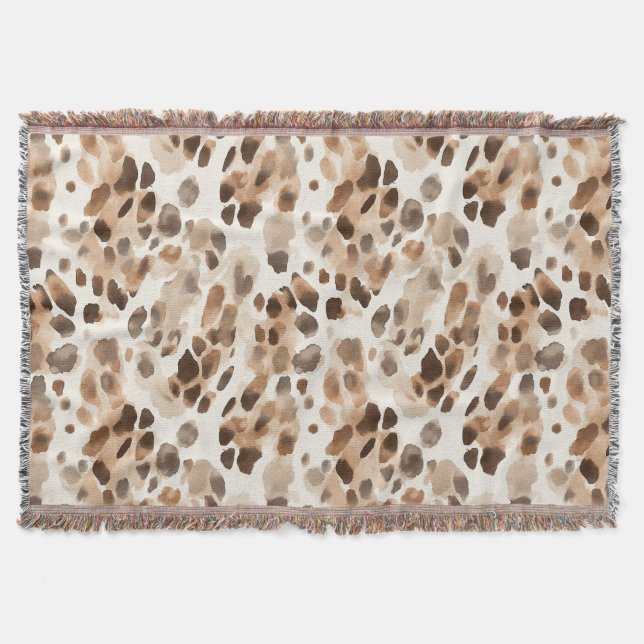 Chic Cream Brown Leopard Animal Print Decke (Vorderseite)