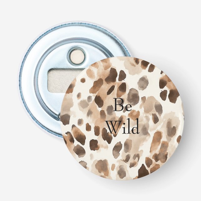 Chic Cream Brown Leopard Animal Print Flaschenöffner (Vorderseite)