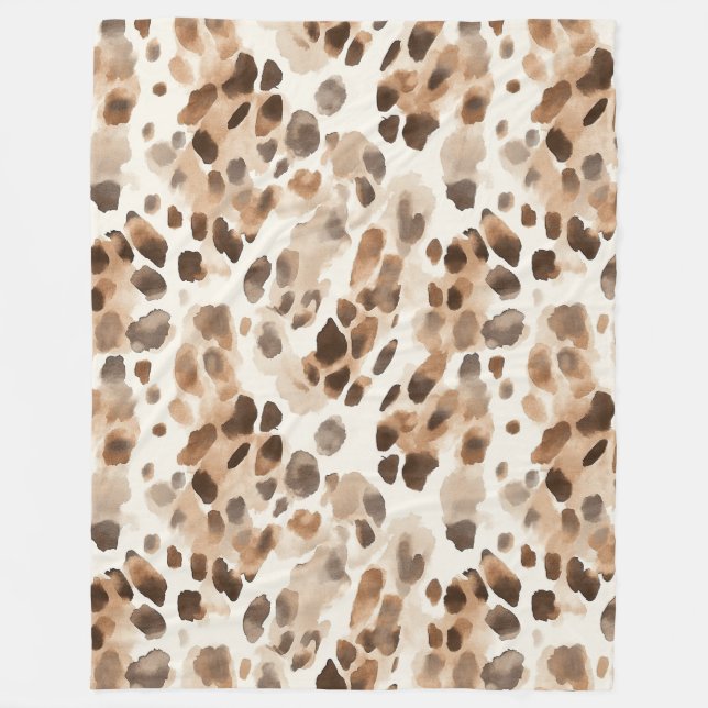 Chic Cream Brown Leopard Animal Print Fleecedecke (Vorderseite)